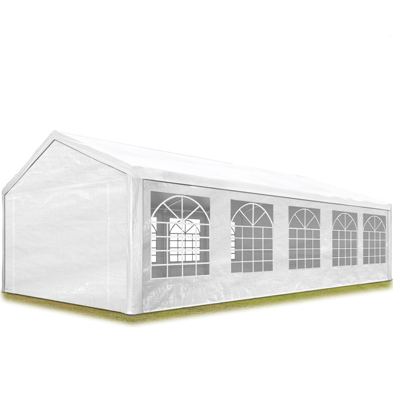 Partyzelt Pavillon 4x10 m in weiß pe Plane 350 n Wasserdicht uv Schutz Festzelt Gartenzelt