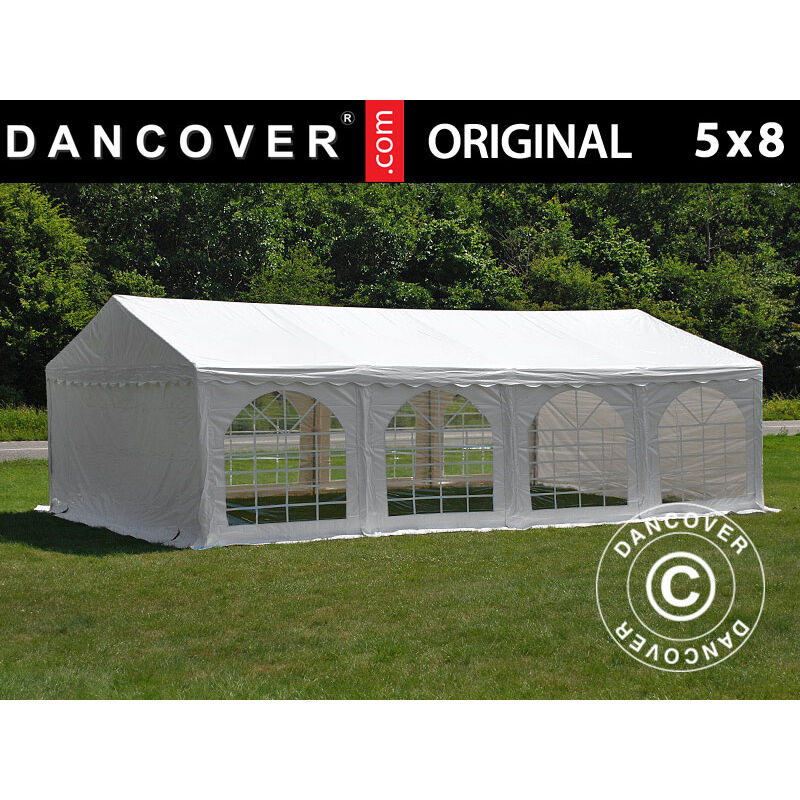 Partyzelt Pavillon Festzelt Dancover Original 5x8m PVC 900, Weiß