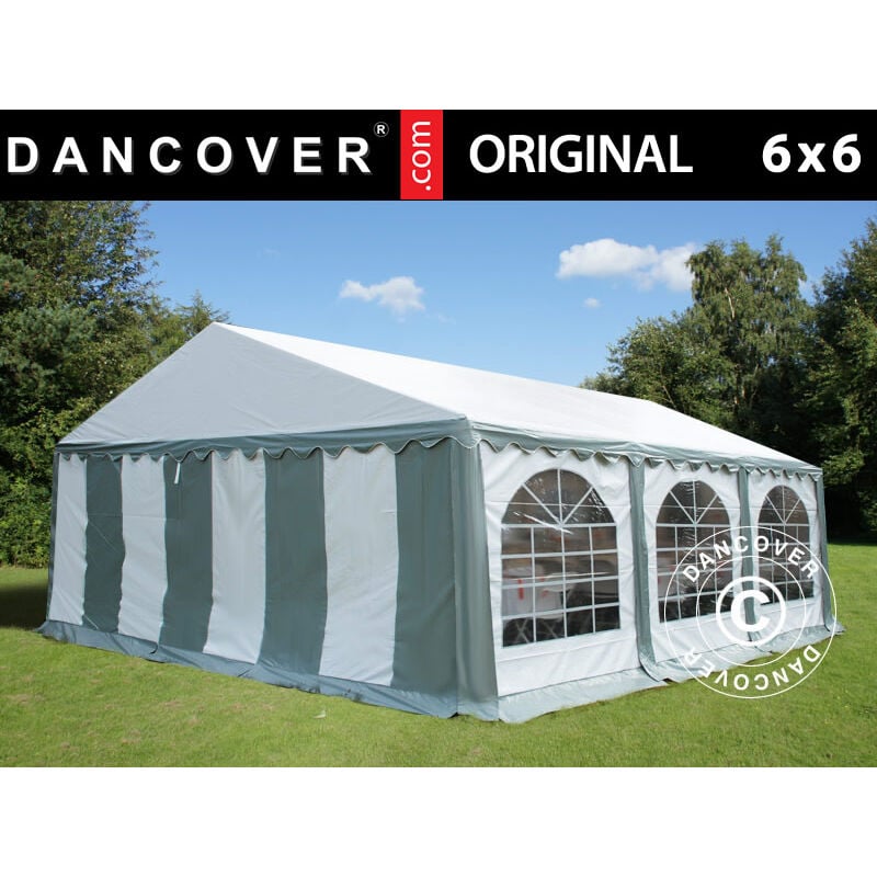 Partyzelt Pavillon Festzelt Dancover Original 6x6m pvc, Grau/Weiß