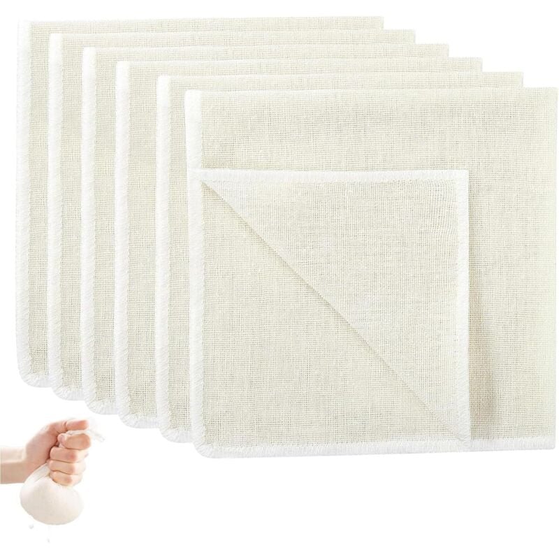 Passiertuch, 50 x 50 cm Käsetuch Waschbares Mulltuch, Filtertuch Wiederverwendbar zum Sieben von Saft Käse Tee Nussmilch Suppe Joghurt Tofu(6 Stück)