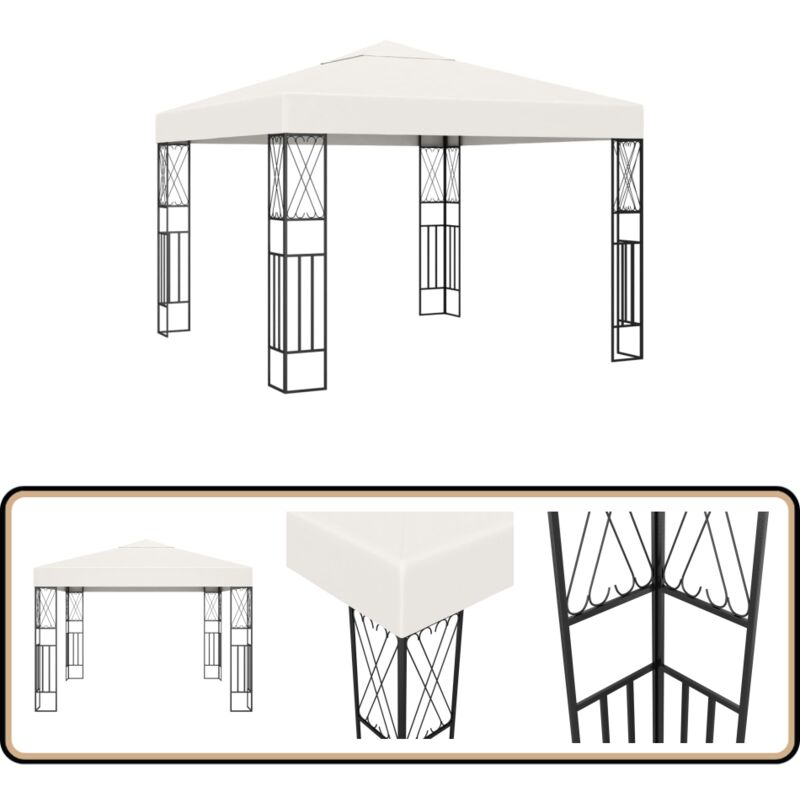 Pavillon 3×3 m Creme Stoff - Gartenzauber - Pavillon - Sonnenschutz - Outdoor Möbel - Gartenparty