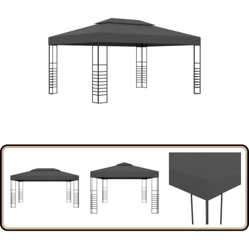 Pavillon 3×4 m Anthrazit - Gartenzauber - Pavillon - Outdoorparty - Sonnenschutz - Grillplatz