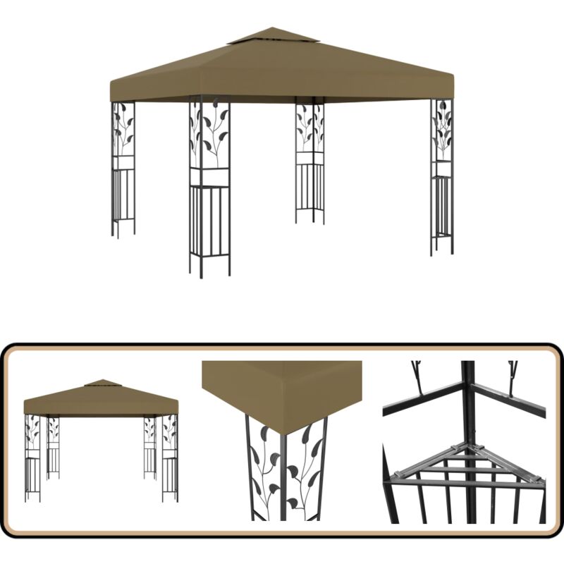 Pavillon 3x3 m Taupe 180 g/m² - Gartenzelt - Pavillon - Outdoor Möbel - Sonnendach - Gartenparty