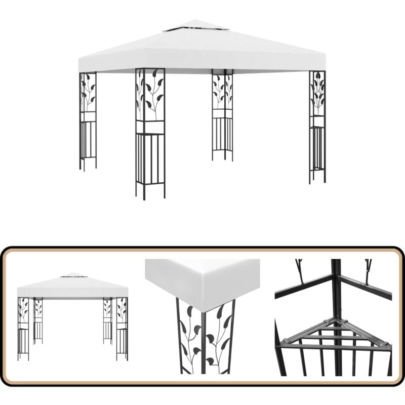 Pavillon 3x3 m Weiß 180 g/m² - Pavillon - Gartenpavillon - Outdoorzelt - Sommergarten - Grillplatz