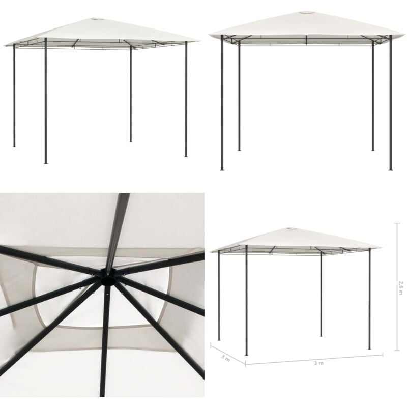 Pavillon 3x3x2,6 m Creme 160 g/m² - Pavillon - Gartenzelt - Outdoorzelt - Sonnenschutz - Grillparty - Home & Living