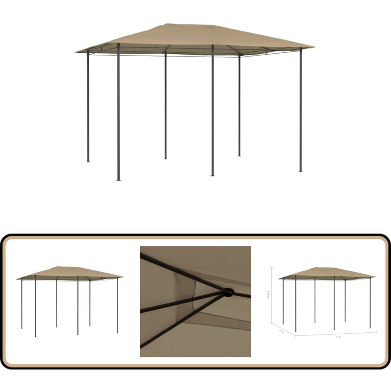 Pavillon 3x4x2,6 m Taupe 160 g/m² - Pavillon - Gartenzelt - Outdoorzelt - Sonnenschutz - Grillparty