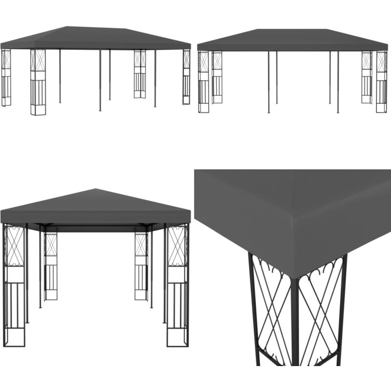 Pavillon 3x6 m Anthrazit Stoff - Gartenpavillon - Pavillon - Outdoor Möbel - Sonnenschutz - Gartenparty - Home & Living