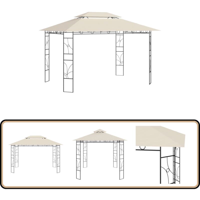 Pavillon 4x3x2,7 m Creme 160 g/m² - Gartenzelt - Pavillon - Sonnenschutz - Außenbereich - Gartenparty