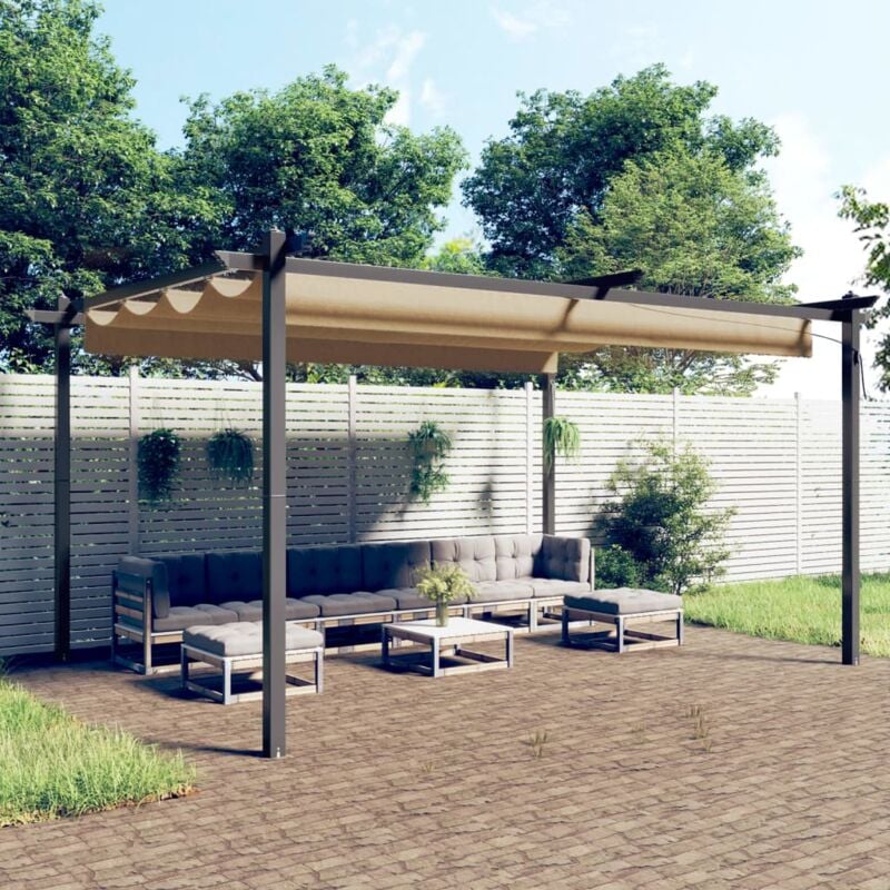 Bonnevie - Pavillon Familienzelt Zelt für Camping/Markt/Festival Gartenpavillon mit Ausziehbarem Dach 4x3 m Taupe XDGN219523