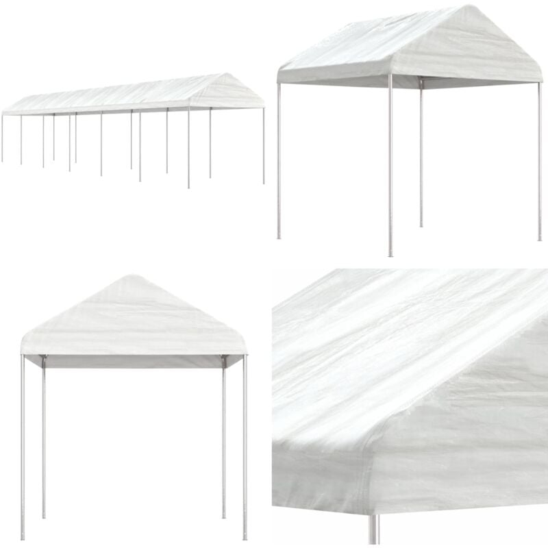 Pavillon mit Dach Weiß 13,38x2,28x2,69 m Polyethylen - Pavillon - Gartenzelt - Partyzelt - Überdachung - Außenbereich - Home & Living