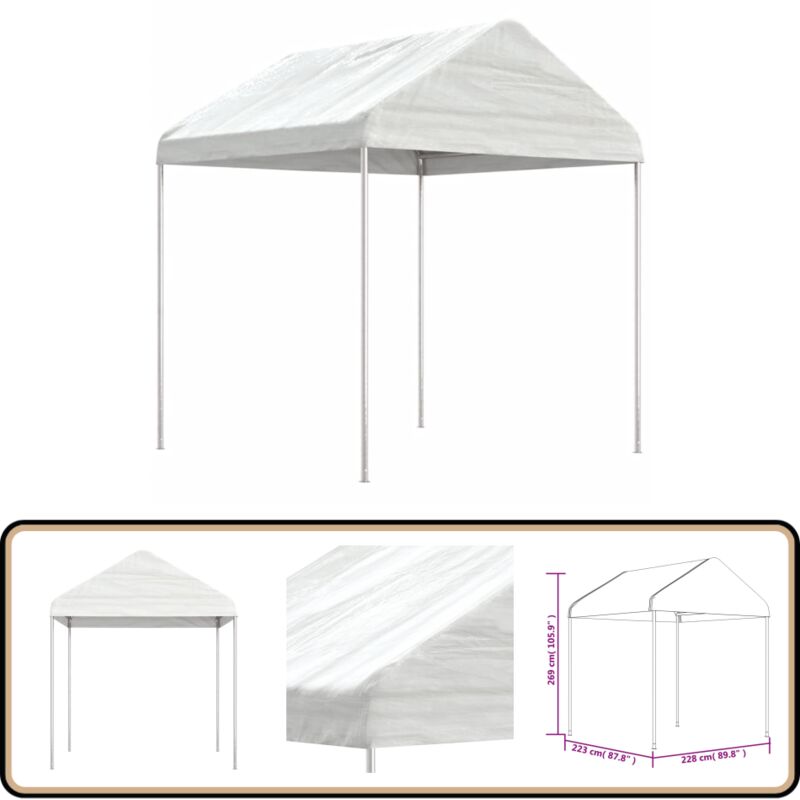 Pavillon mit Dach Weiß 2,28x2,23x2,69 m Polyethylen - Pavillon - Gartenpavillon - Sonnenschutz - Outdoor-Möbel - Partyzelt