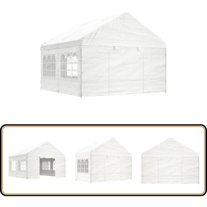 Vidaxl - Pavillon mit Dach Weiß 4,46x4,08x3,22 m Polyethylen - Pavillon - Gartenpavillon - Outdoorpartyzelt - Sonnenschutz - Grillplatz