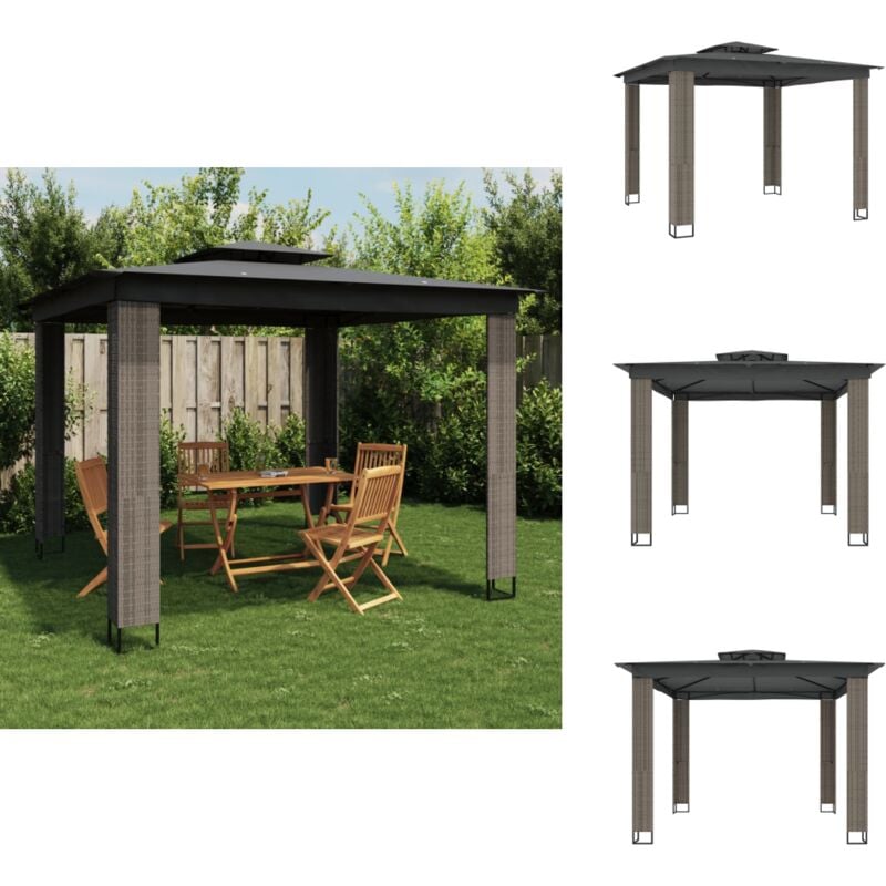 Pavillon mit Doppeldach Anthrazit 2,94x2,94 m Stahl - Pavillon - Pavillons - Gartenpavillon - Outdoor Pavillon