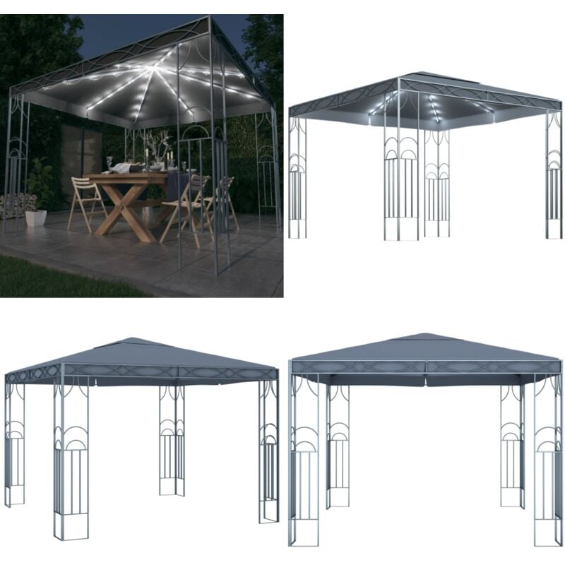 Pavillon mit LED-Lichterkette 300x300 cm Anthrazit - Pavillon - Gartenzelt - Außenbereich - Sommergarten - Beleuchtung - Home & Living