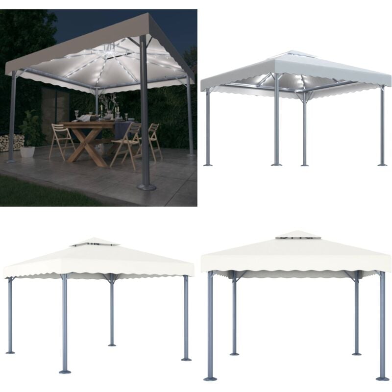 Vidaxl - Pavillon mit LED-Lichterkette 300x300 cm Cremeweiß Aluminium - Pavillon - Gartenpavillon - Sommergarten - Außenbereich - Terrasse - Home &