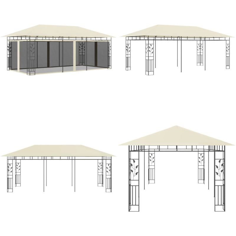 Pavillon mit Moskitonetz 6x3x2,73 m Creme - Pavillon - Gartenpavillon - Sonnensegel - Markise - Outdoor Möbel - Home & Living