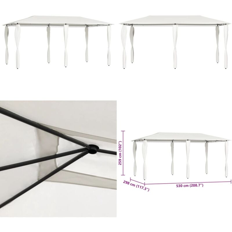 Pavillon mit Pfostenverkleidung 2,98x5,3x2,59 m Creme 160 g/m² - Pavillon - Gartenpavillon - Sommergarten - Grillparty - Feierzelt - Home & Living