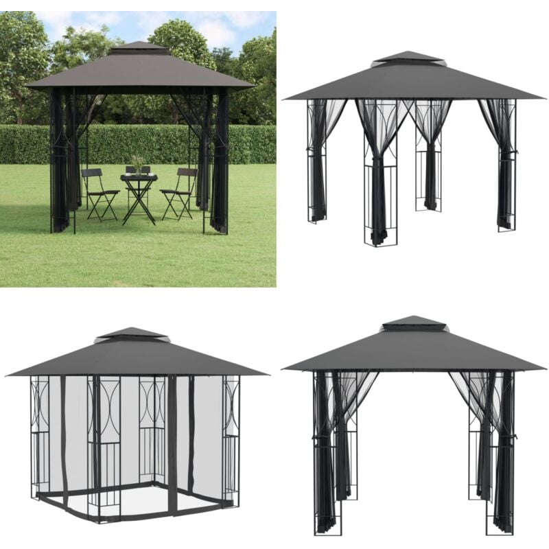 Vidaxl - Pavillon mit Seitenwänden Anthrazit 300x300x270 cm Stahl - Gartenzelt - Partyzelt - Pavillon - Outdoor Möbel - Gartenhaus - Home & Living