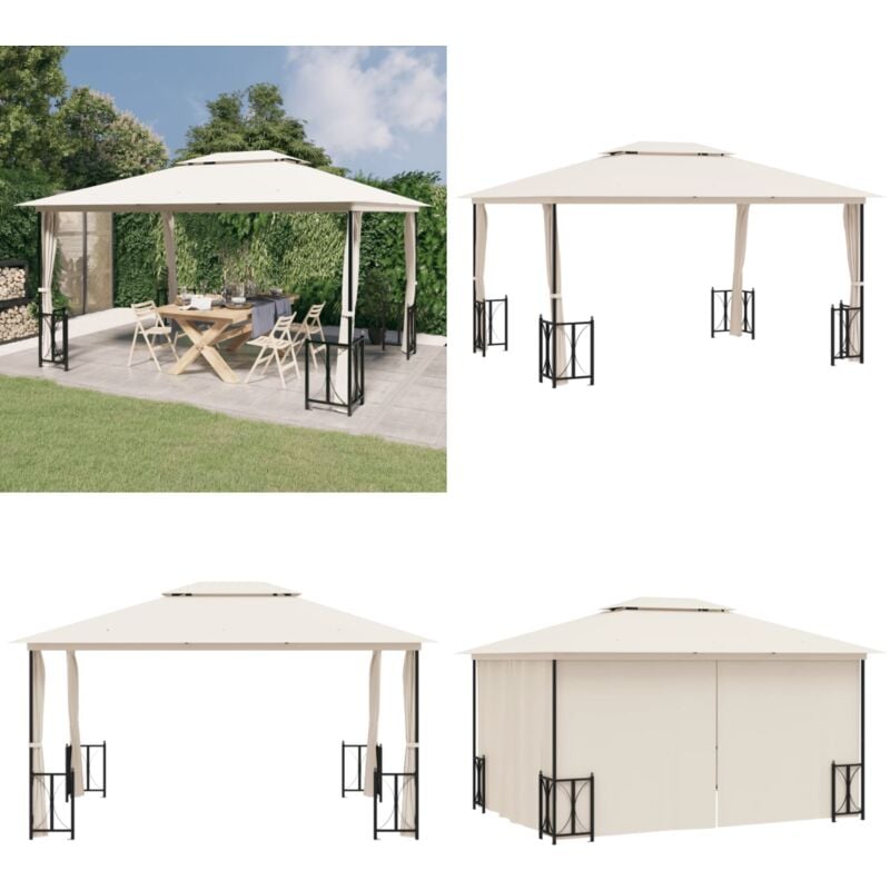 Vidaxl - Pavillon mit Seitenwänden & Doppeldach 3x4 m Creme - Gartenzelt - Pavillon - Sonnensegel - Outdoor Möbel - Gartenhaus - Home & Living