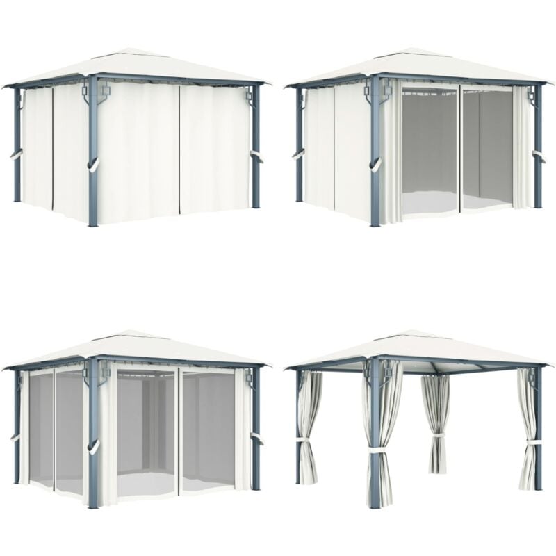 Vidaxl - Pavillon mit Vorhängen 300 x 300 cm Creme Aluminium - Pavillon - Gartenzelt - Sommergarten - Außenbereich - Terrasse - Home & Living
