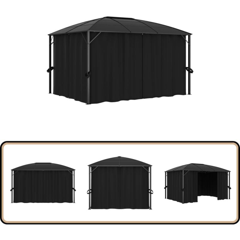 Pavillon mit Vorhängen 400 x 300 x 265 cm Anthrazit - Pavillon - Gartenzelt - Outdoor Möbel - Sonnenschutz - Gartenparty