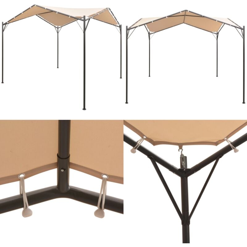Vidaxl - Pavillon Partyzelt Überdachung 4x4 m Stahl Beige - Partyzelt - Pavillon - Gartenüberdachung - Outdoor-Zelt - Grillplatzabdeckung - Home &
