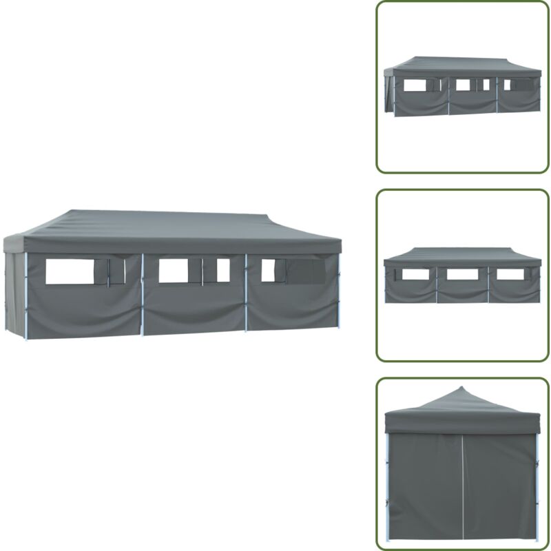 Faltzelt Partyzelt Pop-Up mit 8 Seitenwänden 3x9 m Anthrazit - Outdoor Event Zelt - Partyzelt - Festzelt - Markisen - Sonnenschutz