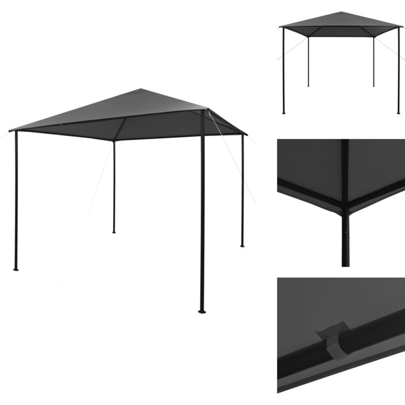 Vidaxl - Pavillon 3x3 m Anthrazit Stoff und Stahl 180 g/m² - Gartenpavillon - Pavillion - Partyzelt - Outdoor Pavillon - Wetterfeste Terrasse