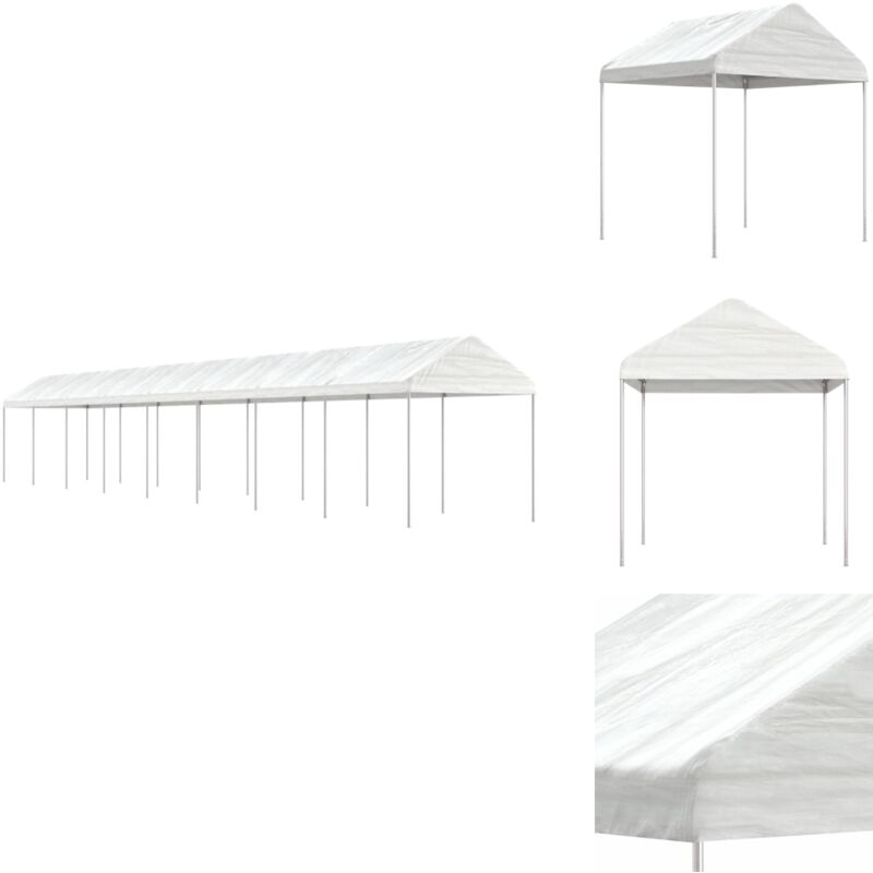 Pavillon mit Dach Weiß 17,84x2,28x2,69 m Polyethylen - Pavillon - Gartenhaus - Sommergarten - Partyzelt - Schutz Vor Der Sonne