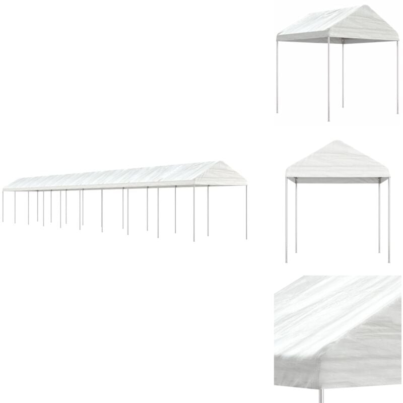 Pavillon mit Dach Weiß 20,07x2,28x2,69 m Polyethylen - Pavillon - Gartenzelt - Partyzelt - Überdachung - Außenbereich