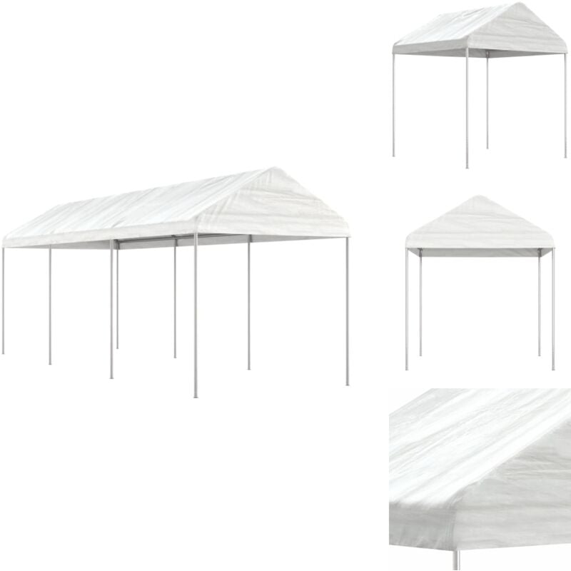 Pavillon mit Dach Weiß 6,69x2,28x2,69 m Polyethylen - Pavillon - Gartenzelt - Partyzelt - Außenbereich - Sommergarten