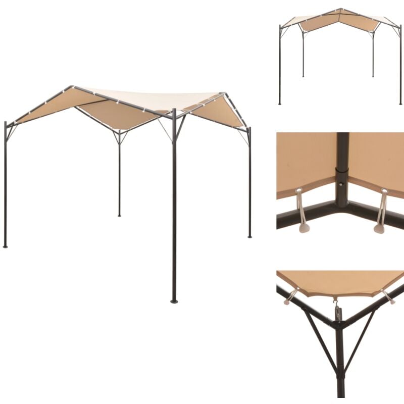 Pavillon Partyzelt Überdachung 4x4 m Stahl Beige - Partyzelt - Pavillon - Gartenüberdachung - Outdoor-Zelt - Grillplatzabdeckung