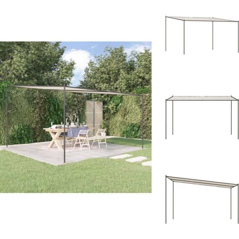 Pavillon Weiß 4x4 m 180 g/m² Stoff und Stahl - Pavillon - Gartenzelt - Sonnensegel - Outdoor Möbel - Gartenüberdachung