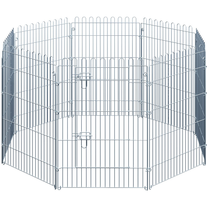 PawHut Freilaufgehege Welpenauslauf Welpenzaun Laufstall Welpengitter für Tiere 8-teilig B63 x H91 cm