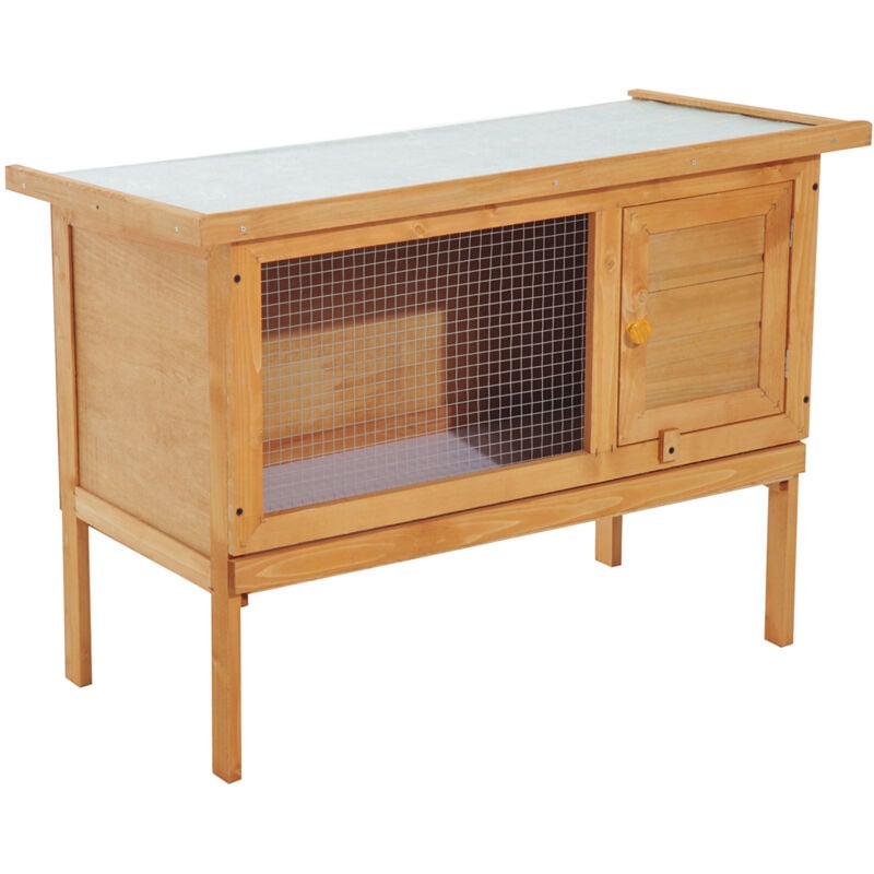 Kleintierstall Kleintierhaus Kleintierkäfig mit Bodenwanne Meerschweinchenkäfig wetterfest Tannenholz Natur 90 x 45 x 65 cm - Pawhut