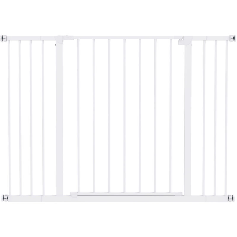 PawHut Türschutzgitter Treppenschutzgitter mit 10/15 cm Verlängerung Türgitter ohne Bohren Treppengitter für Breiten 76-82/86-97/101-107 cm