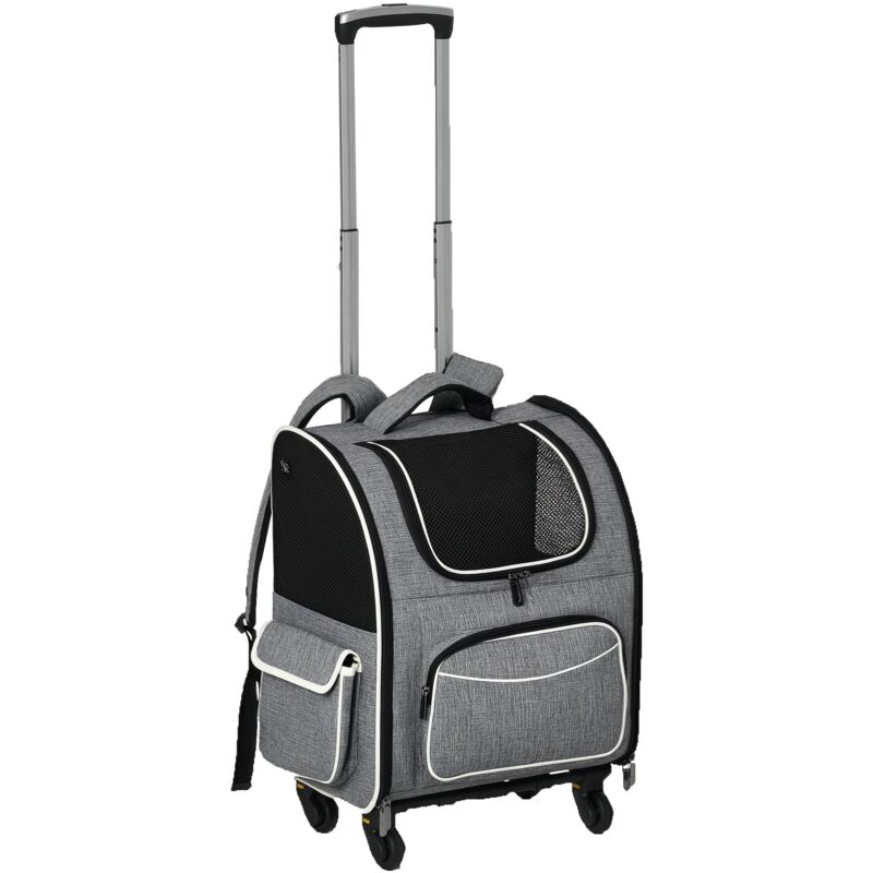 Hundetrolley mit Rollen Katzenrucksack mit Teleskopgriff Transportbox Transporttasche für Auto Hunderucksack Katzentasche Haustier Rucksack Hundebox