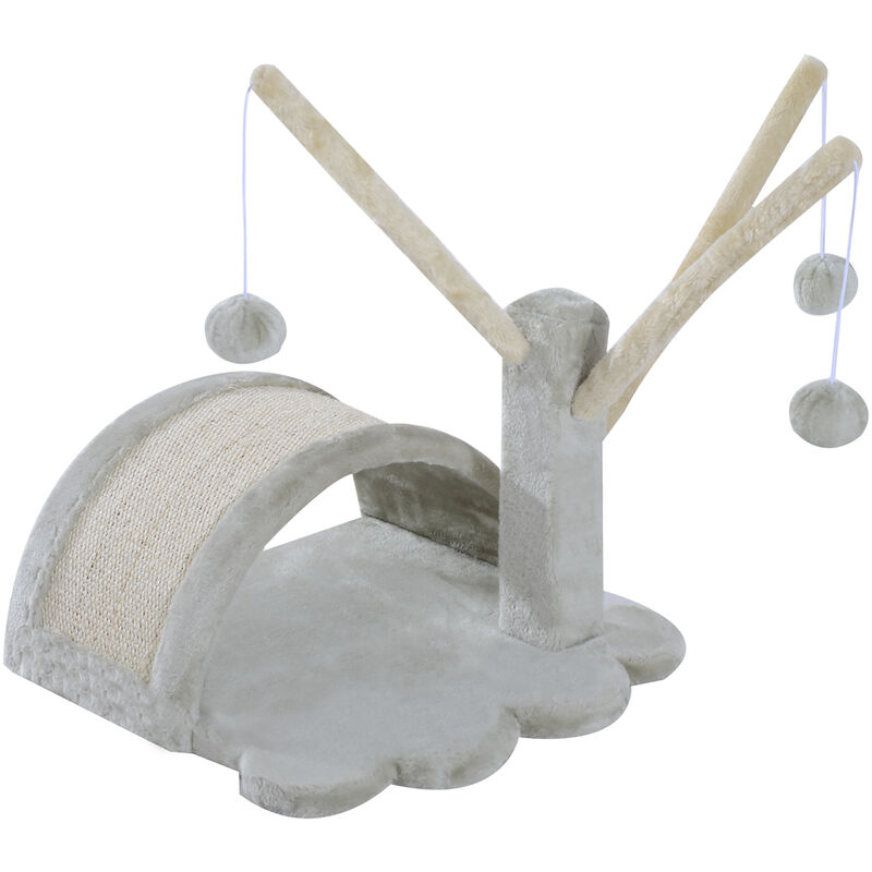 Kratzbaum 40 cm Kleiner Katzenturm mit Höhle, 2 Spielball, Kratzmatte, Katzenkratzbaum, Kletterbaum, für kleine & große Katzen, Hellgrau - Pawhut