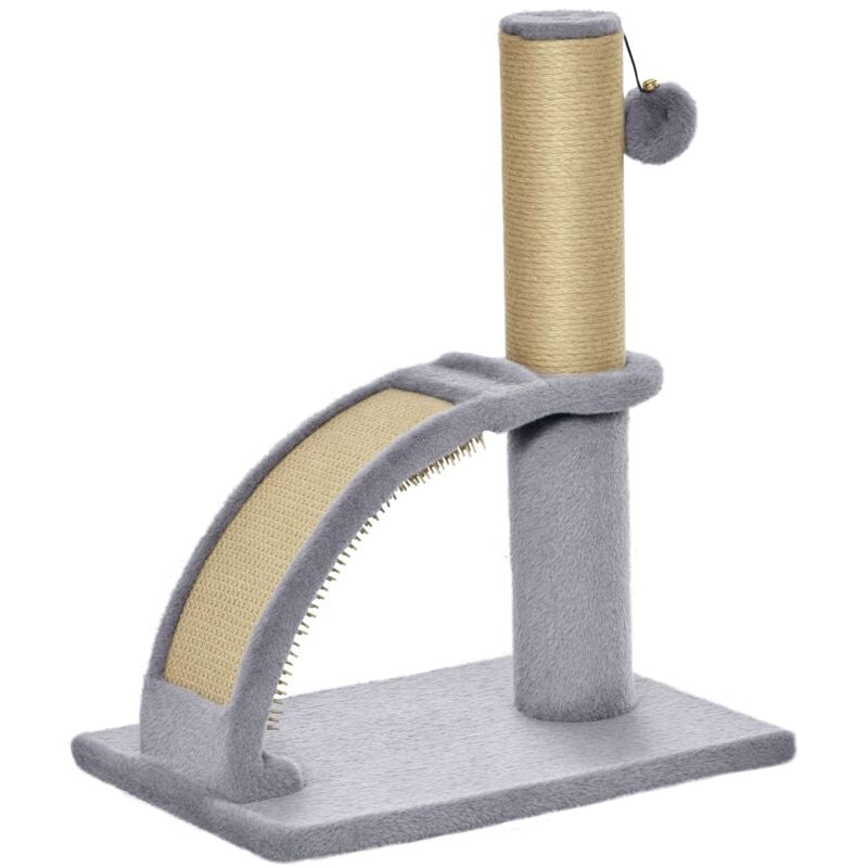 Pawhut - Kratzbaum klein Katzenkratzbaum Kratzstamm für Katzen unter 4,5 kg mit Katzenkratzbrett, Kratzbaum, Katzenreizball 34 x 24 x 43 cm Grau