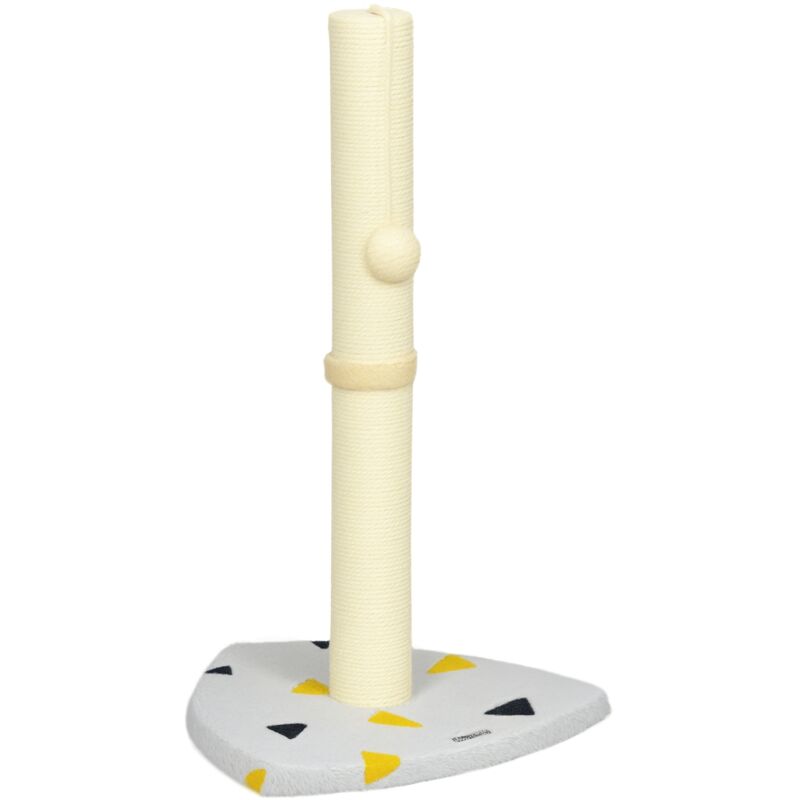 Pawhut - Kratzstamm, 62cm Kratzsäule für Katzen, Kratzbaum klein, Katzenkratzbaum mit Kratzball, Kratzsäule aus Jute, Katzenmöbel, Indoor,