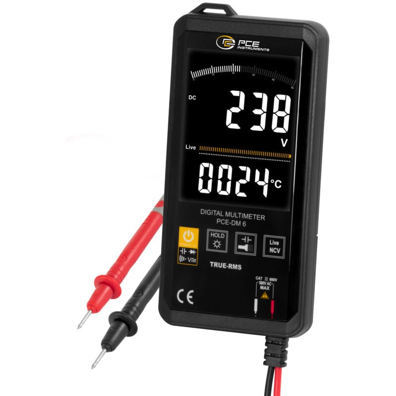 Pce-dm 6 Hand-Multimeter digital cat iii 600 v Anzeige (Counts): 6000 - Pce Instruments