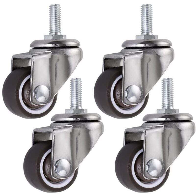 PCS-Lenkrad, 25-mm-Möbelrollen M6 × 15, Gummi-Lenkrollen, für Trolleys, Wagen, Babybett, Möbel, Tisch, Tragfähigkeit 15 kg pro Rad