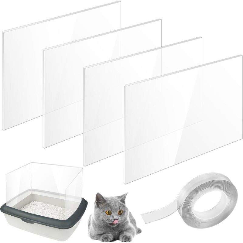 Pee Shields Katzentoilette 30 x 40 cm: 4 Katzentoiletten mit 1 Rolle Nano-Streifen, Katzenzubehör auf der offenen Oberseite