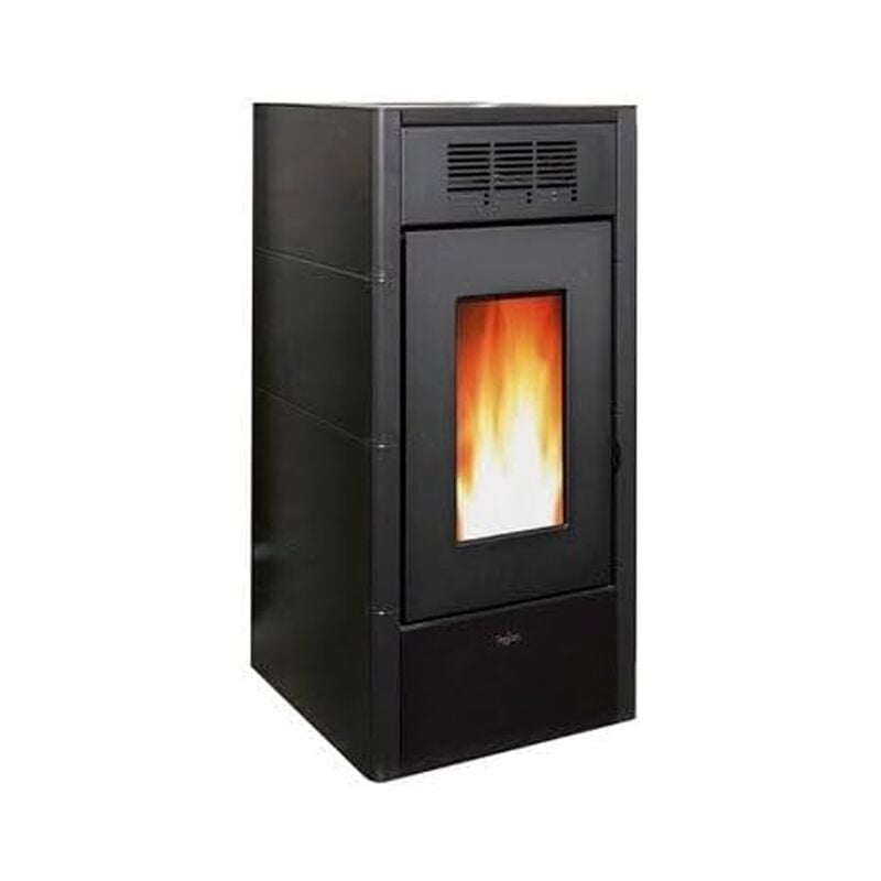Suinga - Pegaso Saba 15 kw Pelletofen. Überlegene Effizienz und Design mit beheizter Oberfläche, Schwarz