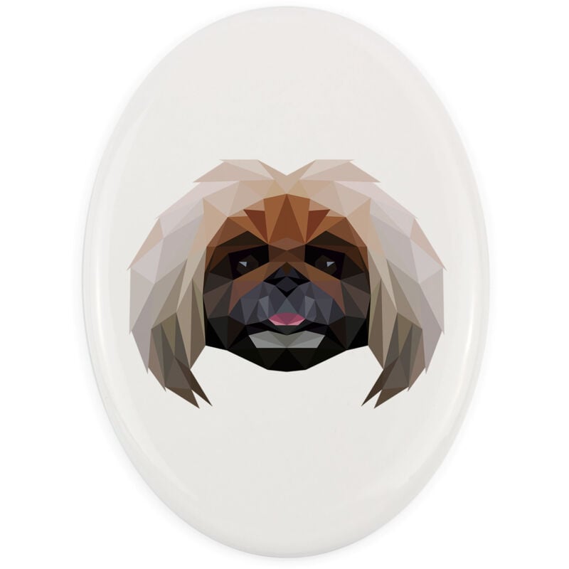 Pekingese - ein Teller mit Foto und geometrischer Aufschrift von Art-Dog