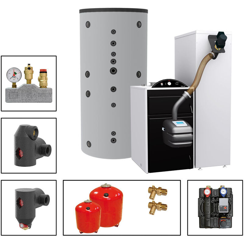 Solarbayer ® - Pellmax ub Pelletkessel VikingBIO 18,4 kW Set SLS-800-2S Holzheizungen Heizung