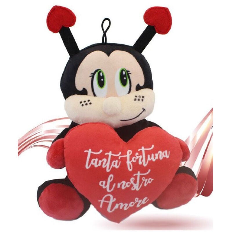 Trade Shop Traesio - Trade Shop - peluche coccinella mit heart 22 cm porta fortuna san valentino mit laccio 95363 -