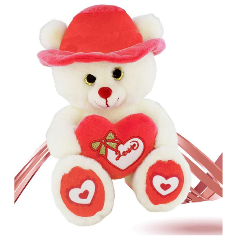 Trade Shop Traesio - Trade Shop - peluche orso mit cappello cuore rosso 22 cm pupazzo regalo san valentino 92409 -
