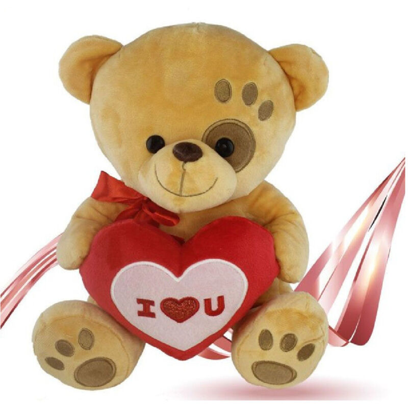 Trade Shop Traesio - Trade Shop - peluc orso mit cuir fiocco rosso improning on occhio 30CM san valentino 93772 -