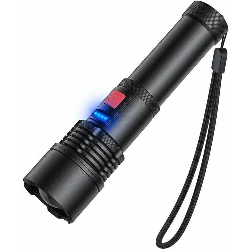 Per USB wiederaufladbare LED-Taschenlampe – 3000 Lumen, zoombare Taschenlampe – Ultrastarke LED-Taschenlampe – Taktisches Licht – Wasserdichte